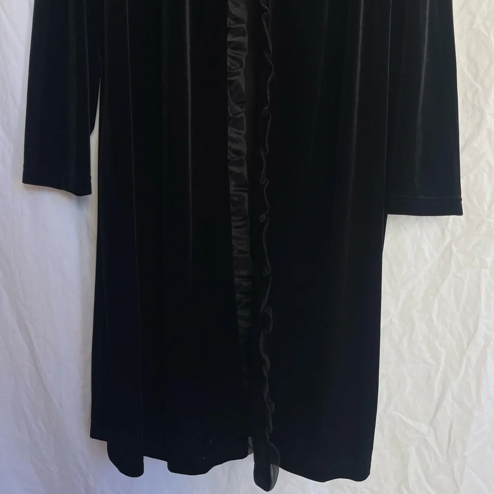 Vintage Ronni Nicole Velvet Ruffle Trim Duster kimono Romantic Gothic Size X3
